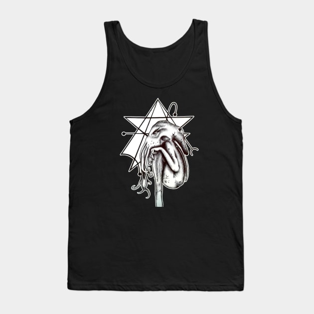 Cthulhu black and white Tank Top by CuddlyChimera